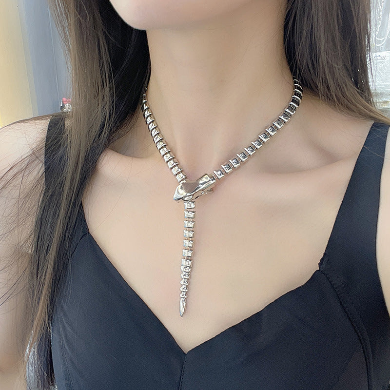 European and American Retro Exaggerated Stylish Snake Bone Snake-Shaped Necklace Accessible Luxury Elegant High-End Celebrity Catwalk Clavicle Chain Necklace