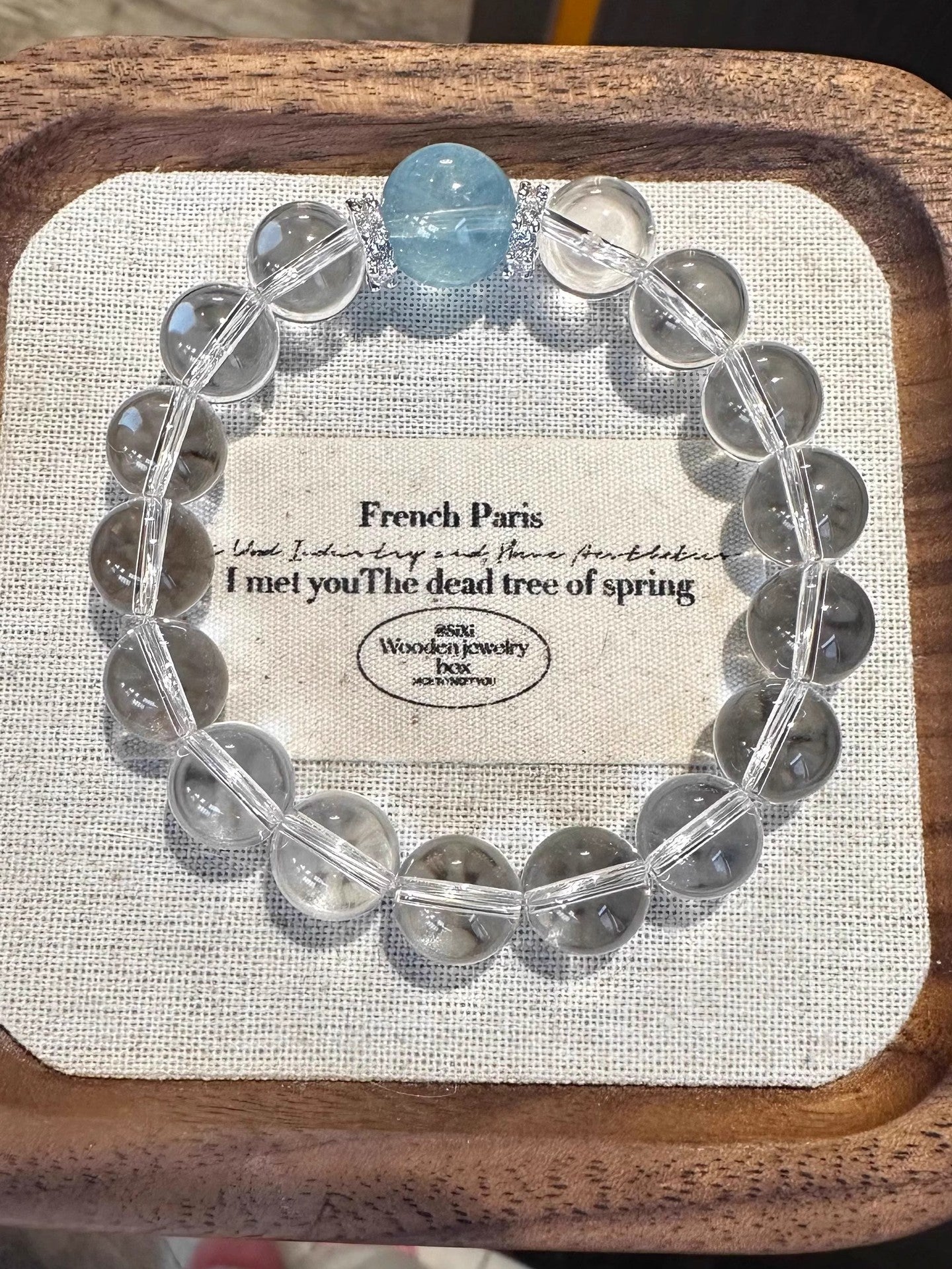 Natural Aquamarine White Crystal Bracelet for Women, New Hot Style, Light Luxury, Niche and High-End, Valentine's Day Gift for Girlfriend