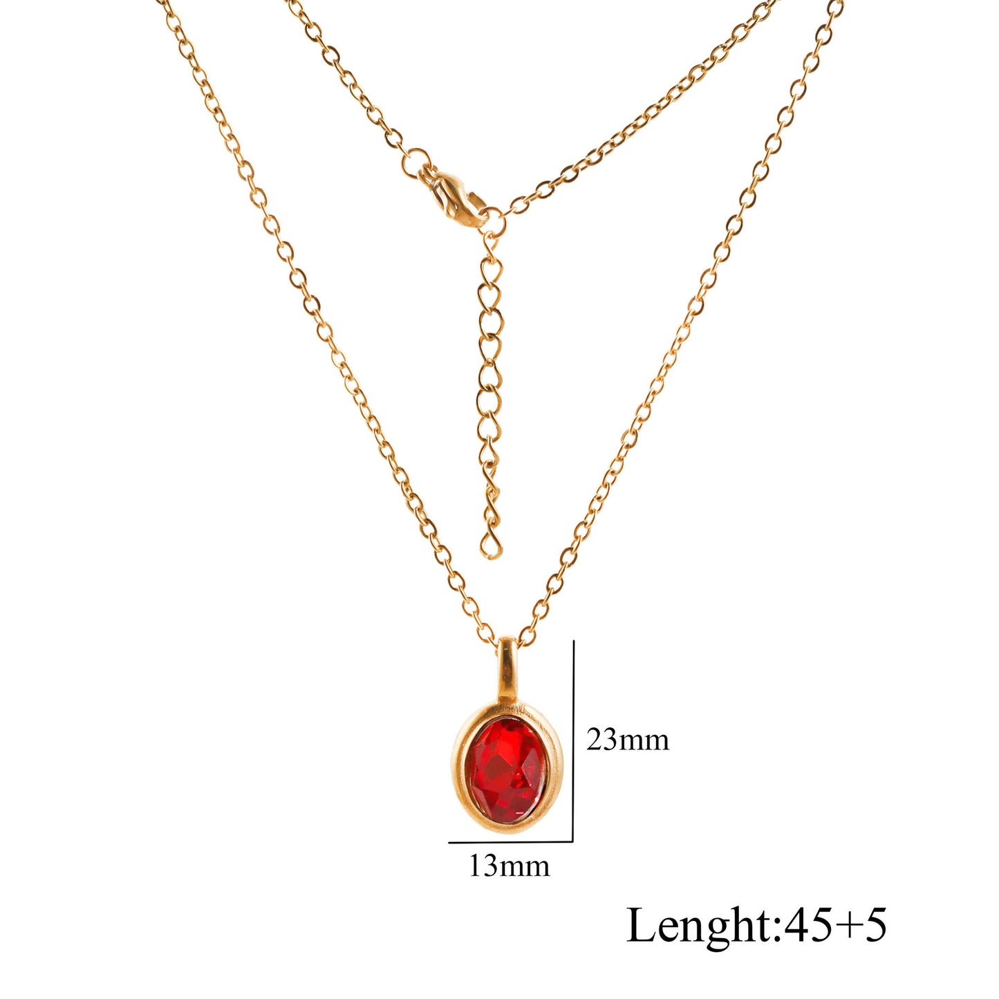 Stainless Steel French Style Ins Style Retro Oval Gem Necklace Women's Titanium Steel Light Luxury Niche Design Clavicle Chain