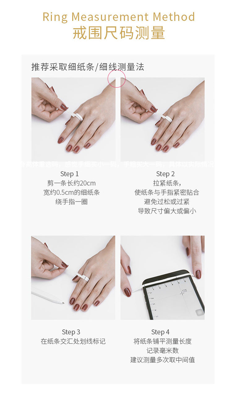 Six-Diamond Zircon Titanium Steel Ring for Women Stainless Steel Plain Ring for Women Accessible Luxury High-End Couple Ring Index Finger Ring