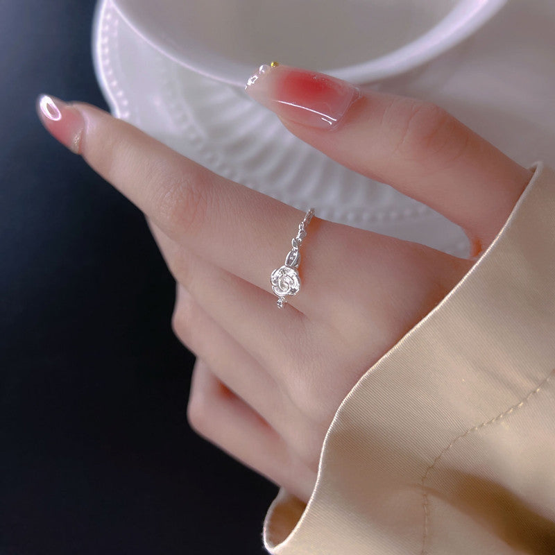 Thorn Rose Ring Women's ins Niche Design High-end Light Luxury Plain Silver Exquisite Sweet Adjustable Diet Ring