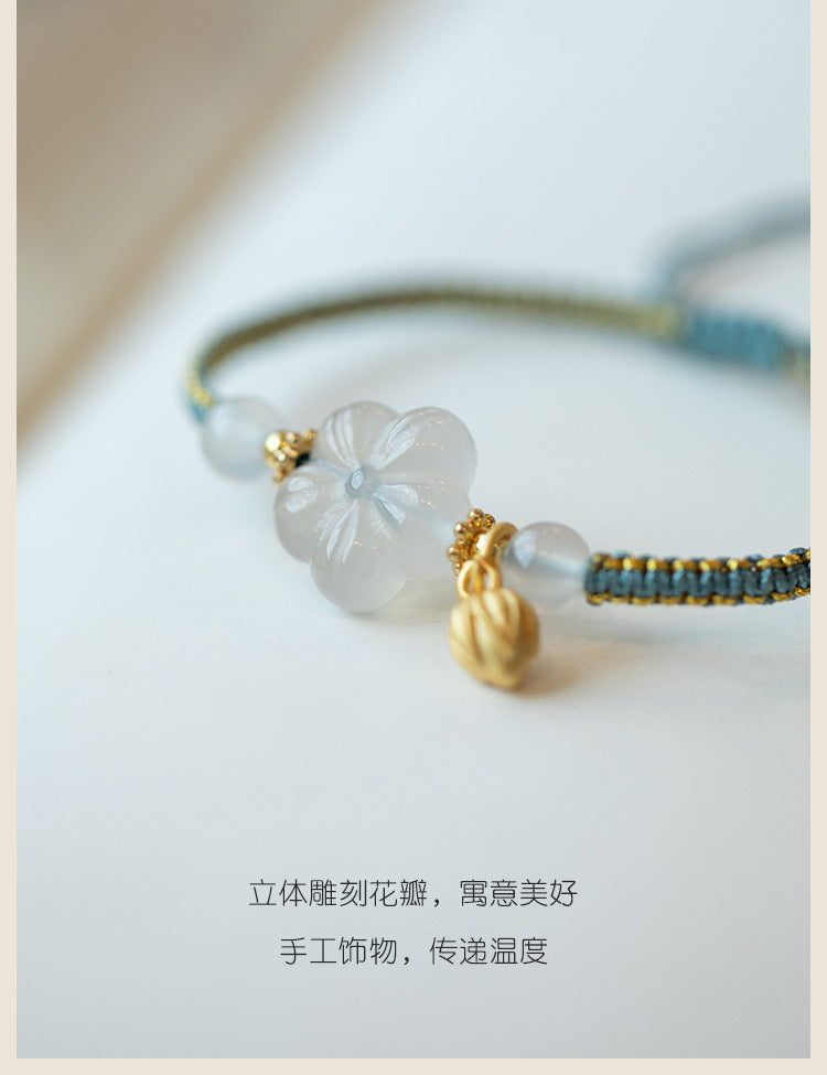 New Chinese Style Design Sense Plum Blossom Woven Bracelet Women's Chinese Style Adjustable Woven Hand Rope Gift Hand Woven Rope