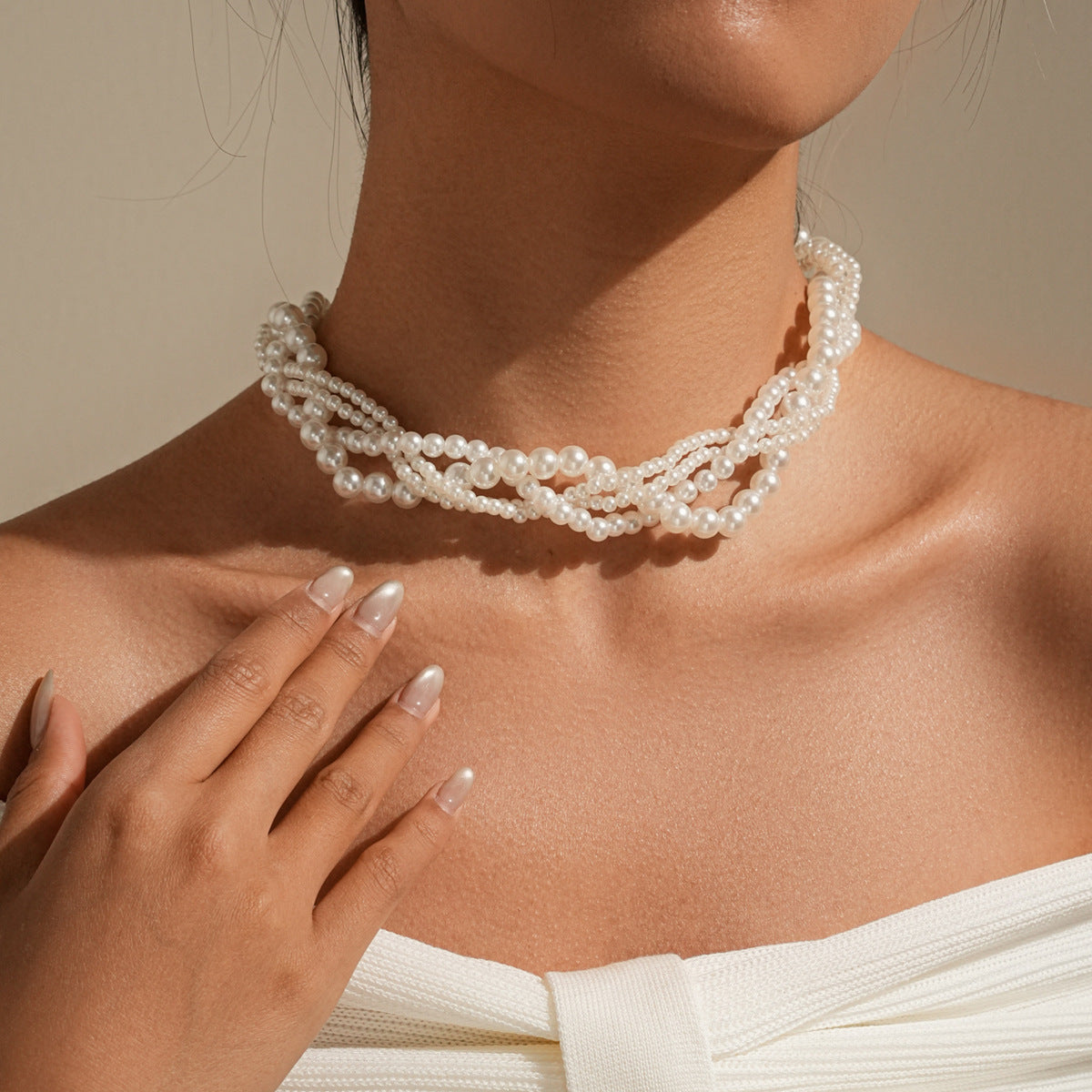 Imitation Pearl Necklace Wholesale European and American Cross-Border Fashion Retro Jewelry Women's Accessible Luxury Niche High-End Choker Necklace