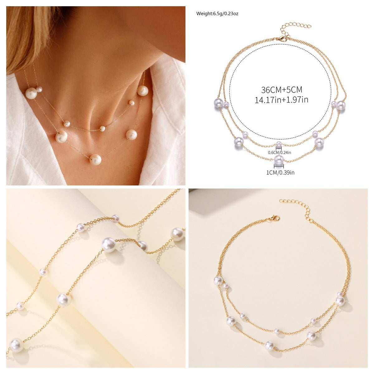Imitation Pearl Necklace Wholesale European and American Cross-Border Fashion Retro Jewelry Women's Accessible Luxury Niche High-End Choker Necklace