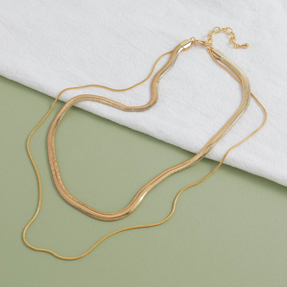 Lishan Versatile Bowknot Accessories Titanium Steel Metal Chain Series Layered Natural Stone Necklace Clavicle Chain for Women