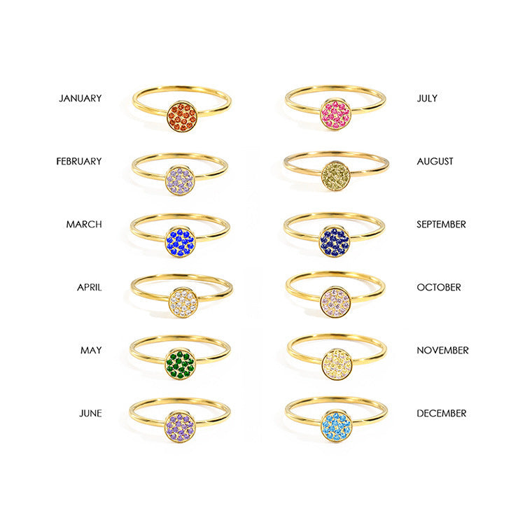 St.Delan Stainless Steel Full Diamond Ring Accessible Luxury Birthstone Ring Women's Titanium Steel Ring Cross-Border Jewelry Ring