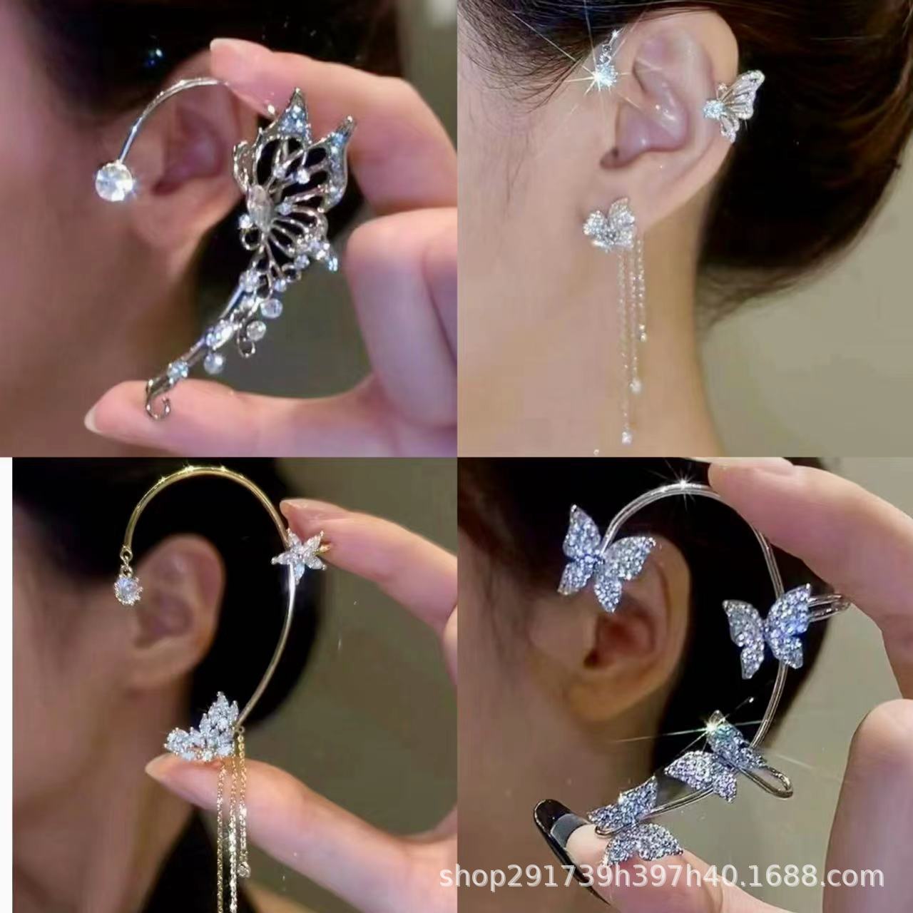 Super fairy Crystal tassel earrings long non-pierced high-grade earrings 2024 new popular niche earrings earrings earrings