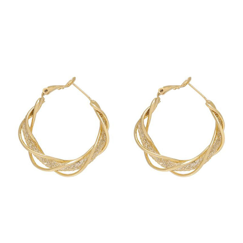 European and American New Full Diamond Circle Earrings Niche Light Luxury Design Sense Earrings Female Temperament Exaggerated Circle Fashion Earrings