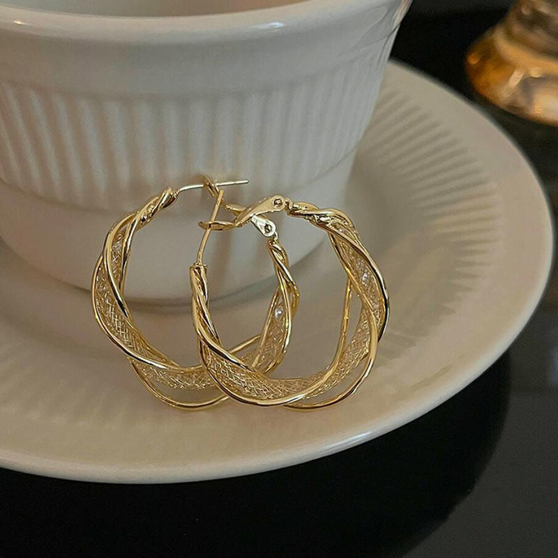European and American New Full Diamond Circle Earrings Niche Light Luxury Design Sense Earrings Female Temperament Exaggerated Circle Fashion Earrings