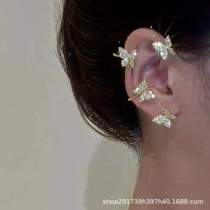 Super fairy Crystal tassel earrings long non-pierced high-grade earrings 2024 new popular niche earrings earrings earrings