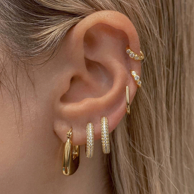 European and American Fashion Hot Style Ins Geometric High-End Retro Earrings French Style Accessible Luxury Stacking Set Earrings Jewelry