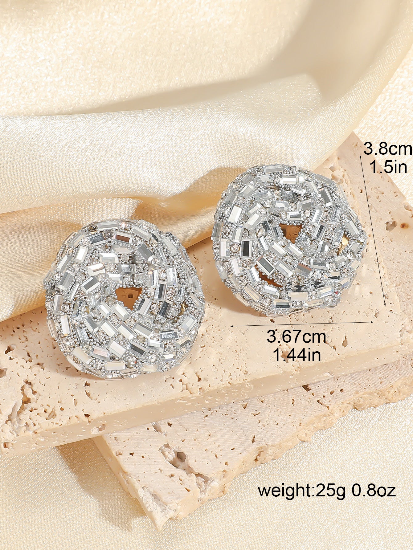 European and American Cross-border New Water Drop Round Stained Glass Full Diamond Light Luxury Earrings Fashion Earrings High-end Earrings for Women