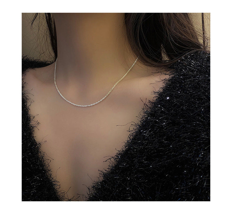 Sparkling Necklace Women's Light Luxury Niche Lockbone Chain New High-end Star Necklace Chain Simple Accessories
