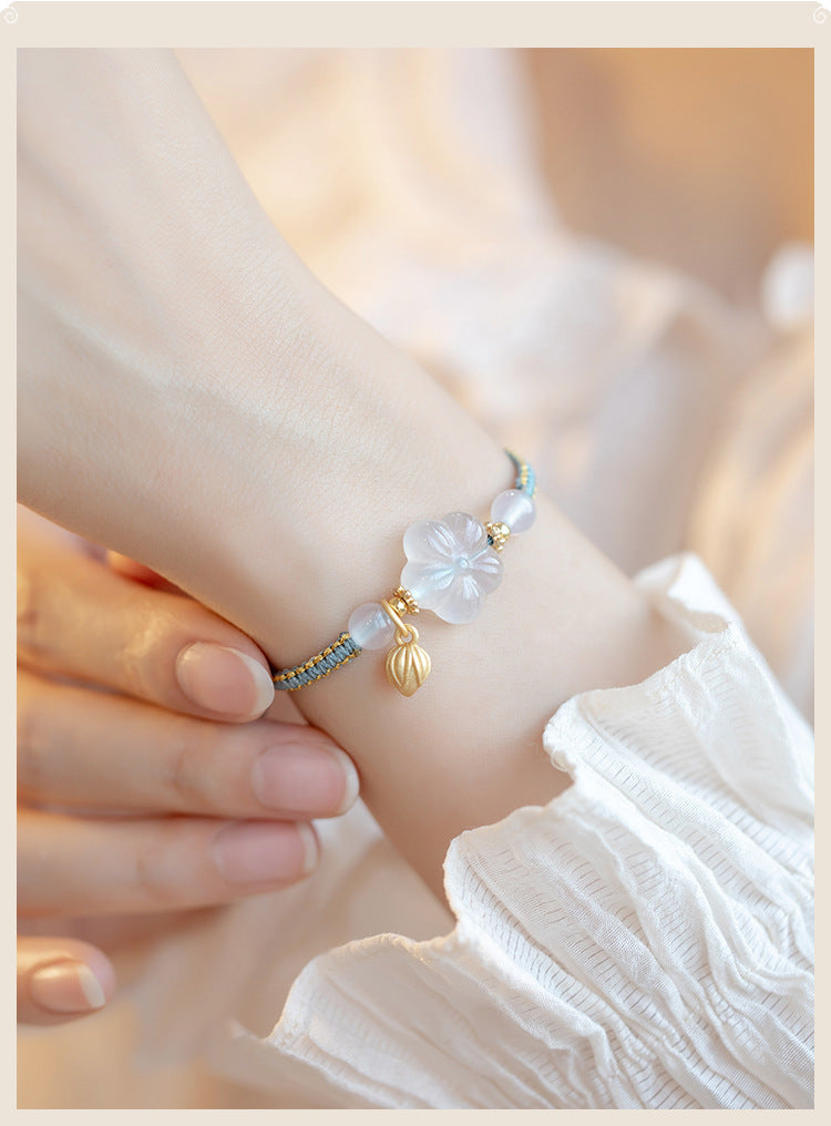 New Chinese Style Design Sense Plum Blossom Woven Bracelet Women's Chinese Style Adjustable Woven Hand Rope Gift Hand Woven Rope