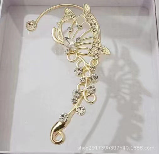 Super fairy Crystal tassel earrings long non-pierced high-grade earrings 2024 new popular niche earrings earrings earrings