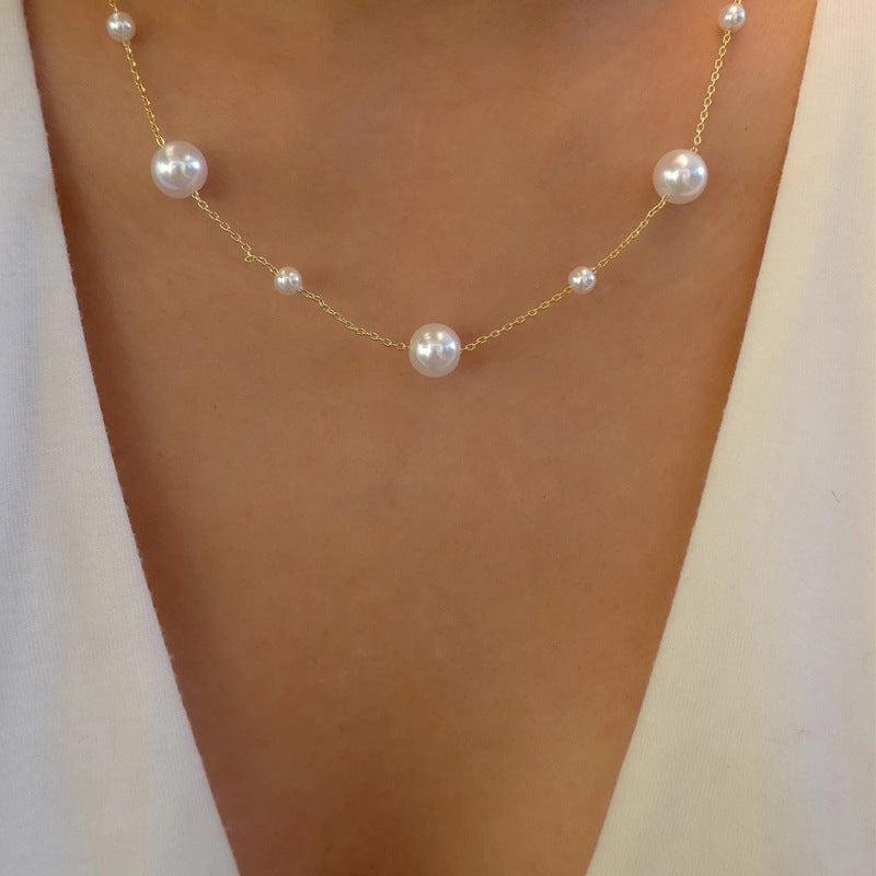 Imitation Pearl Necklace Wholesale European and American Cross-Border Fashion Retro Jewelry Women's Accessible Luxury Niche High-End Choker Necklace