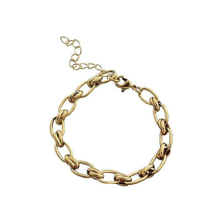 Lishan Versatile Bowknot Accessories Titanium Steel Metal Chain Series Layered Natural Stone Necklace Clavicle Chain for Women