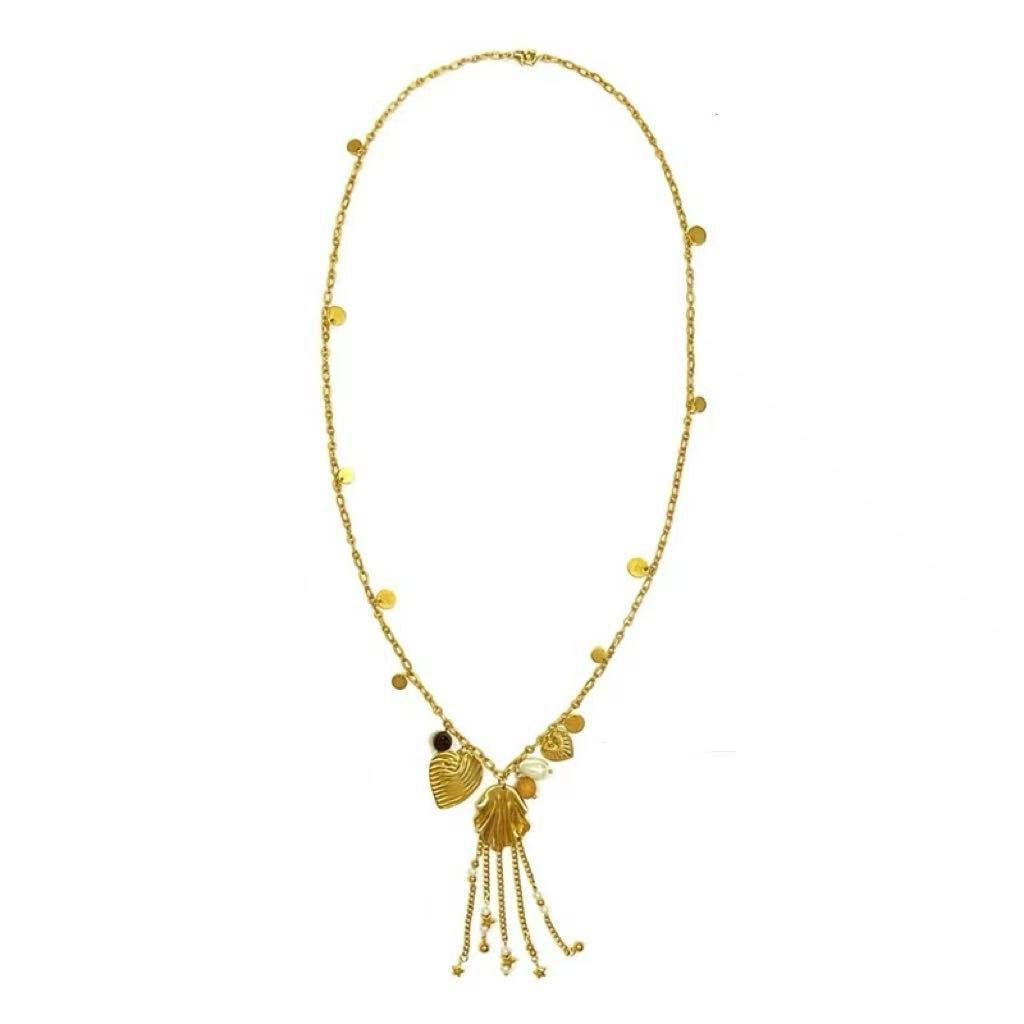 Wishing Meteor Golden Love Tassel Long Necklace Women's Niche Design Light Luxury High-End Sweater Chain Accessories
