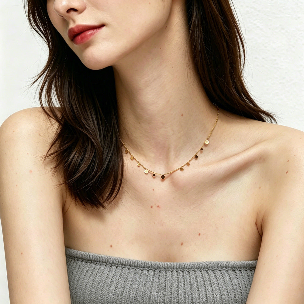 Lishan Versatile Bowknot Accessories Titanium Steel Metal Chain Series Layered Natural Stone Necklace Clavicle Chain for Women