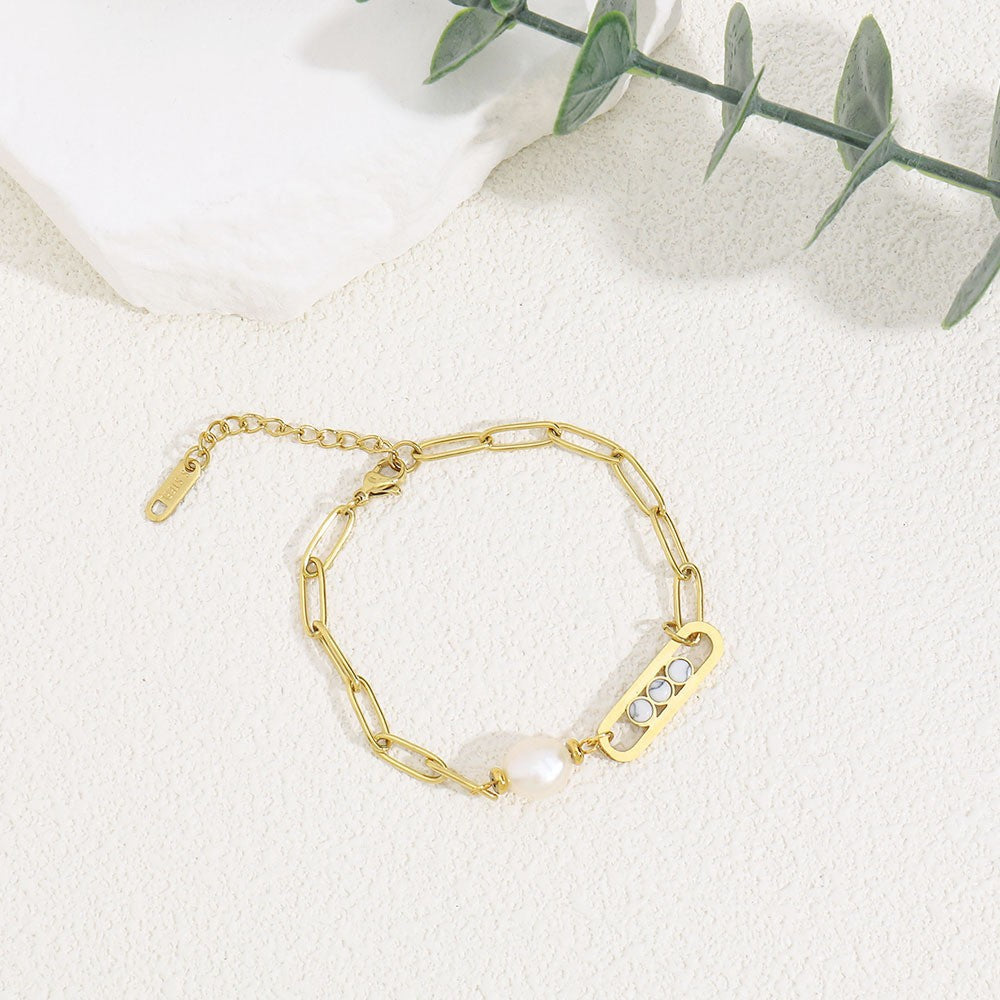 Lishan Versatile Bowknot Accessories Titanium Steel Metal Chain Series Layered Natural Stone Necklace Clavicle Chain for Women