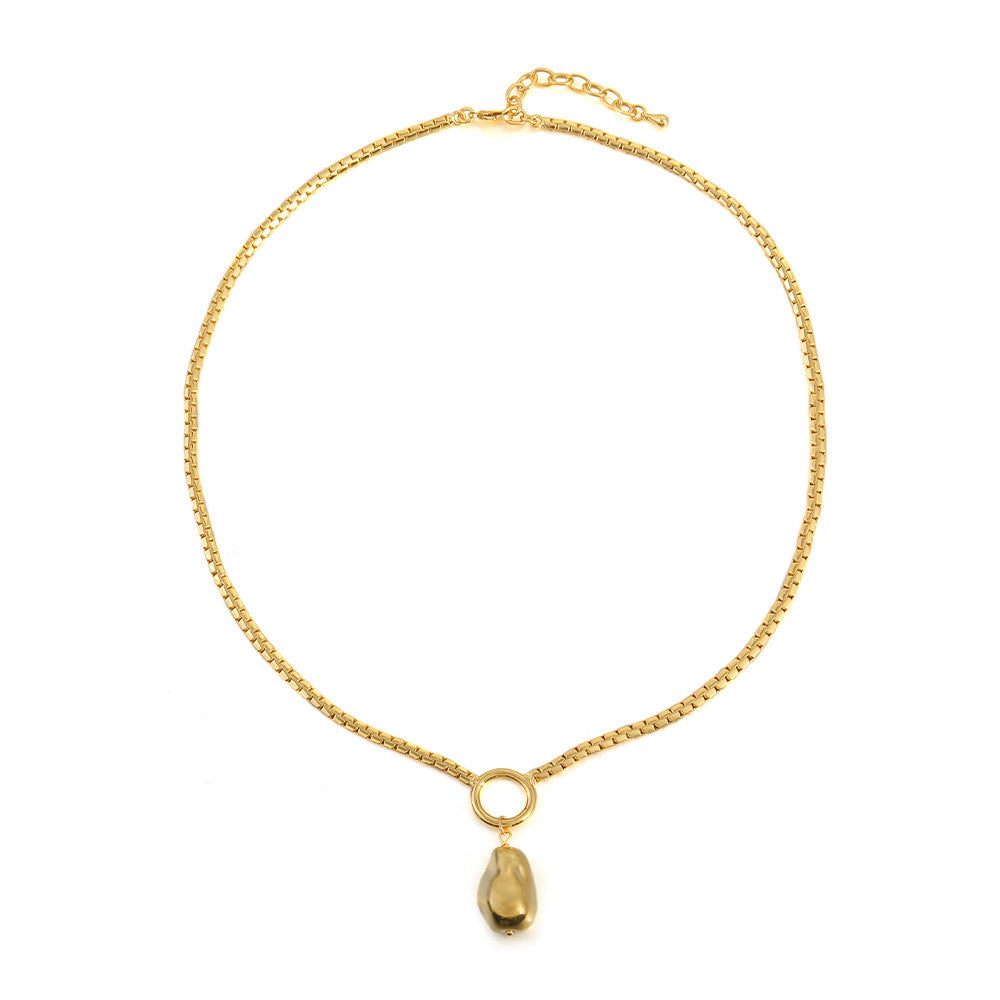 Lishan Versatile Bowknot Accessories Titanium Steel Metal Chain Series Layered Natural Stone Necklace Clavicle Chain for Women