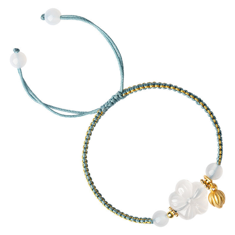New Chinese Style Design Sense Plum Blossom Woven Bracelet Women's Chinese Style Adjustable Woven Hand Rope Gift Hand Woven Rope