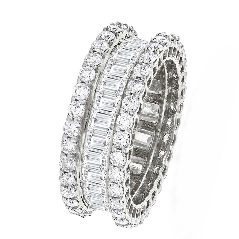 Luxury multi-row 3A zircon micro-inlaid full diamond ring eternal ring jewelry phantom r4575
