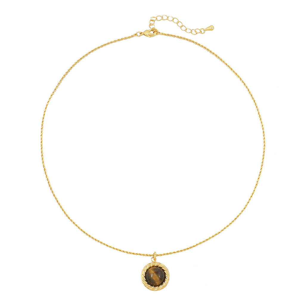 Lishan Versatile Bowknot Accessories Titanium Steel Metal Chain Series Layered Natural Stone Necklace Clavicle Chain for Women