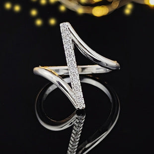 Amazon Supply Hot Selling Creative Irregular Geometric Hollow Women's Aaa Zircon Ring in stock R4875