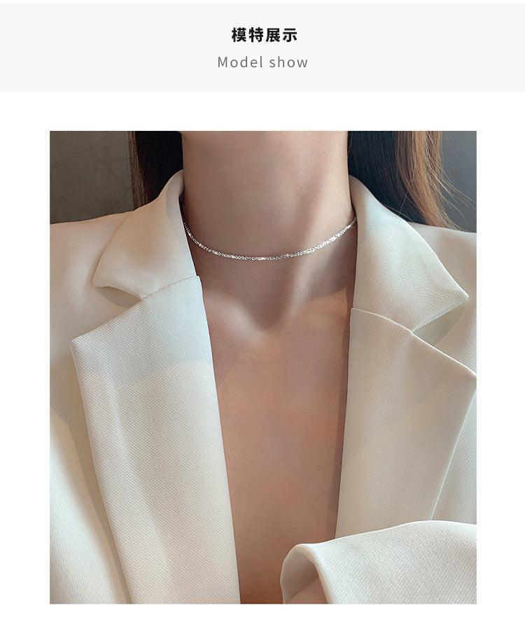 Sparkling Necklace Women's Light Luxury Niche Lockbone Chain New High-end Star Necklace Chain Simple Accessories