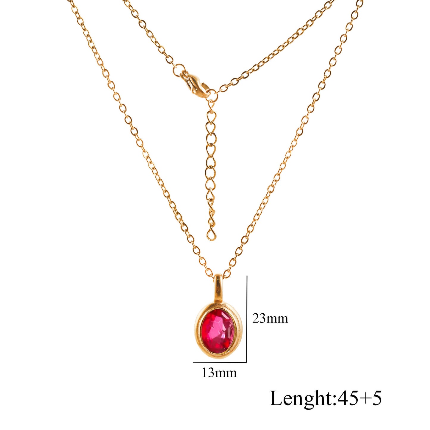 Stainless Steel French Style Ins Style Retro Oval Gem Necklace Women's Titanium Steel Light Luxury Niche Design Clavicle Chain