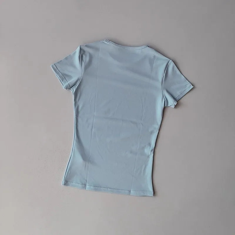 Women's Outdoor Sports Shirt Yoga Wear Fitness T-Shirt Quick Dry Running T-Shirt Workout Top Female Sportswear Exercise Clothing
