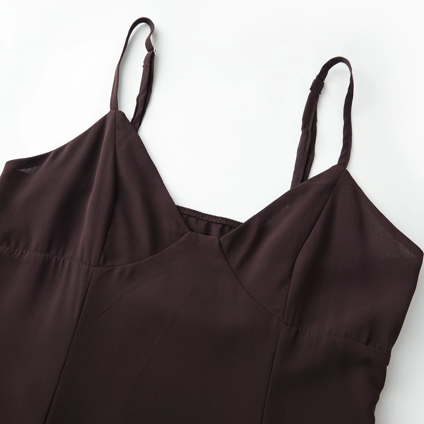 New Women Long Dress Solid Color Ruffles High Slit Spaghetti Strap Cami Dress Summer Fashion Sleeveless Casual Dress S M L