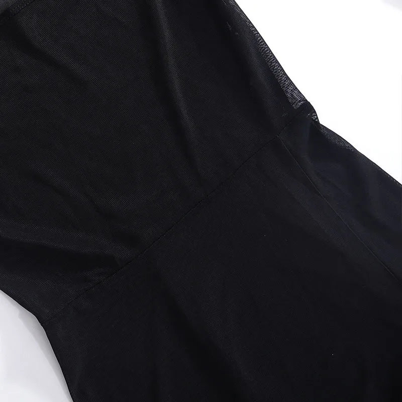 Square Collar Solid Mini Dress For Women Y2k Clothes Gauze Sexi Night Dress Hot Club Outfits Sheer Vestidos De Mujer Long Sleeve