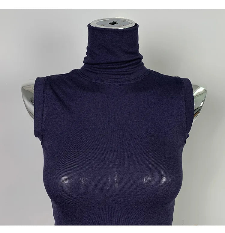 Women's Sexy Solid Halter Crop Top Sleeveless Turtleneck Camisole Summer Casual Fashion Tube Vest