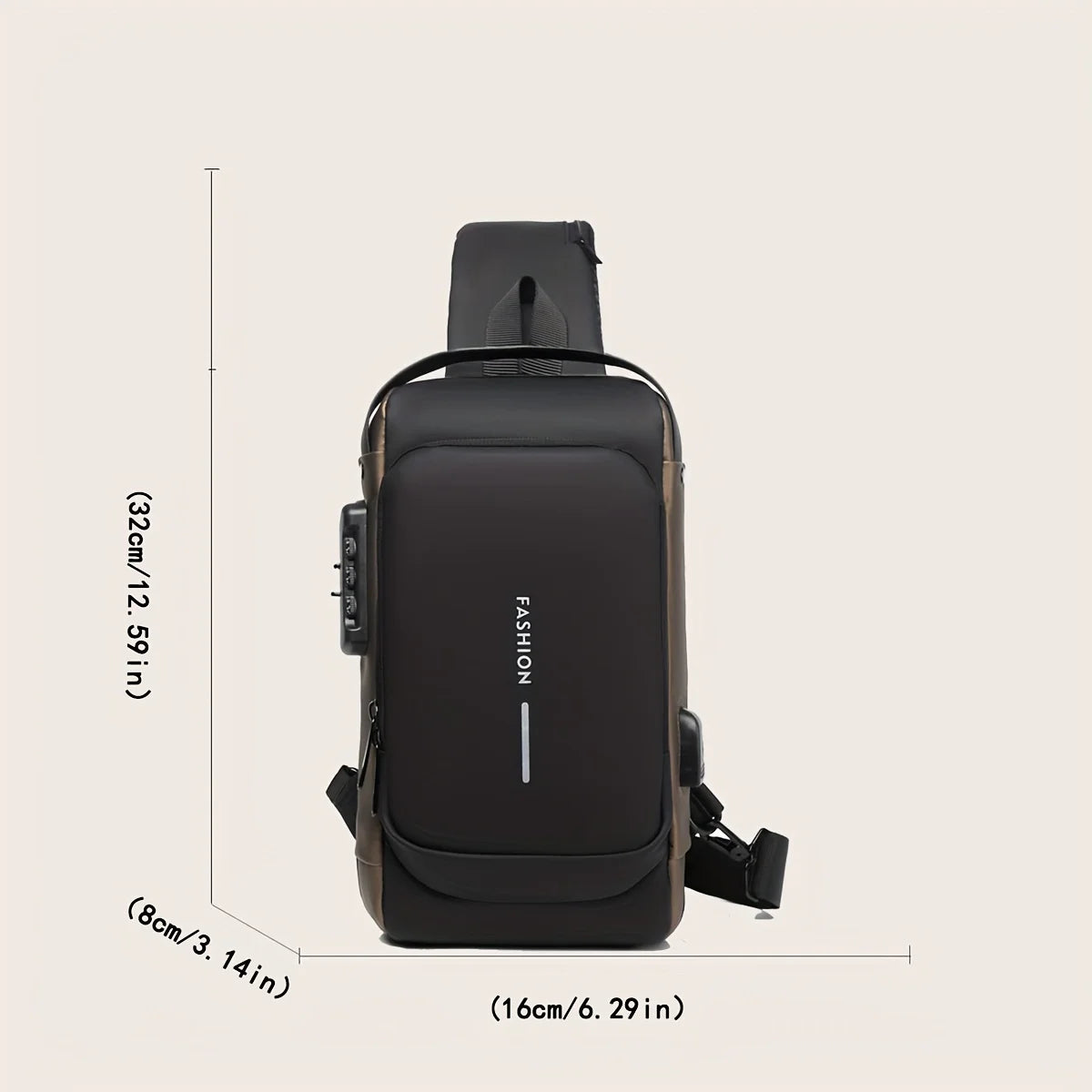 Men's Anti-Theft Password Lock Chest Bag Durable Fabric Adjustable Shoulder Strap Fashion Motorcycle Leisure Sport Crossbody Bag