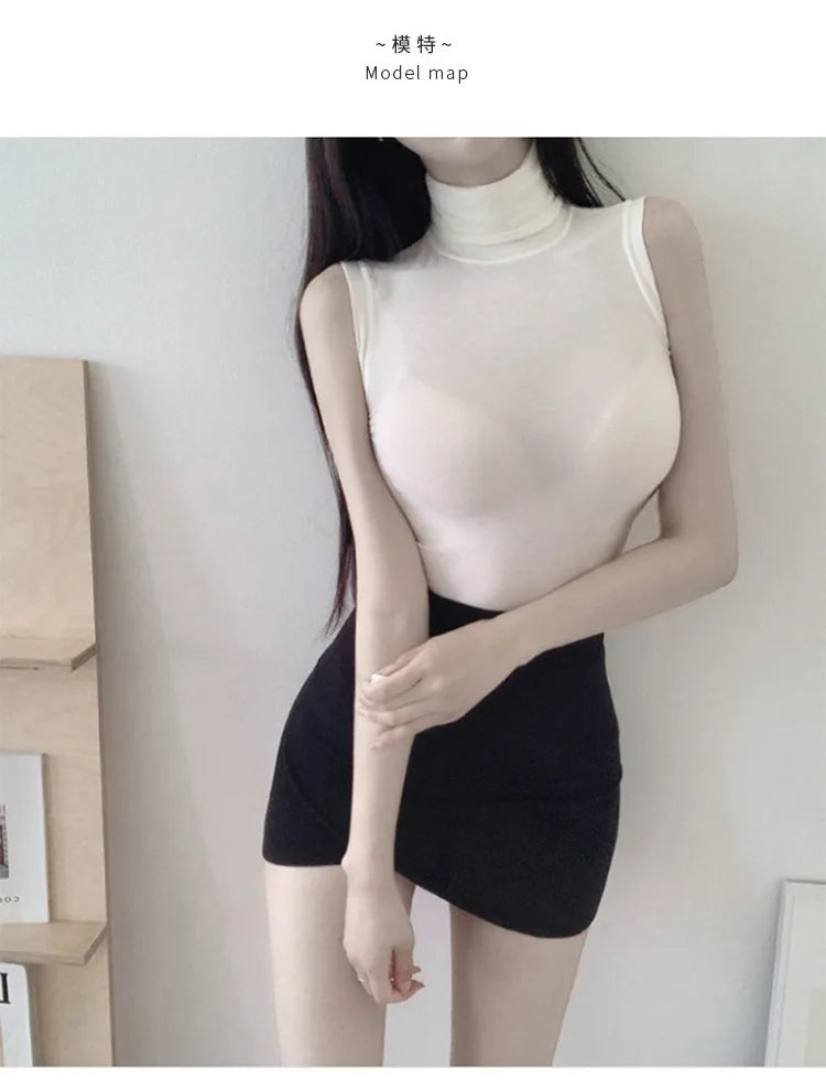 Women's Sexy Solid Halter Crop Top Sleeveless Turtleneck Camisole Summer Casual Fashion Tube Vest