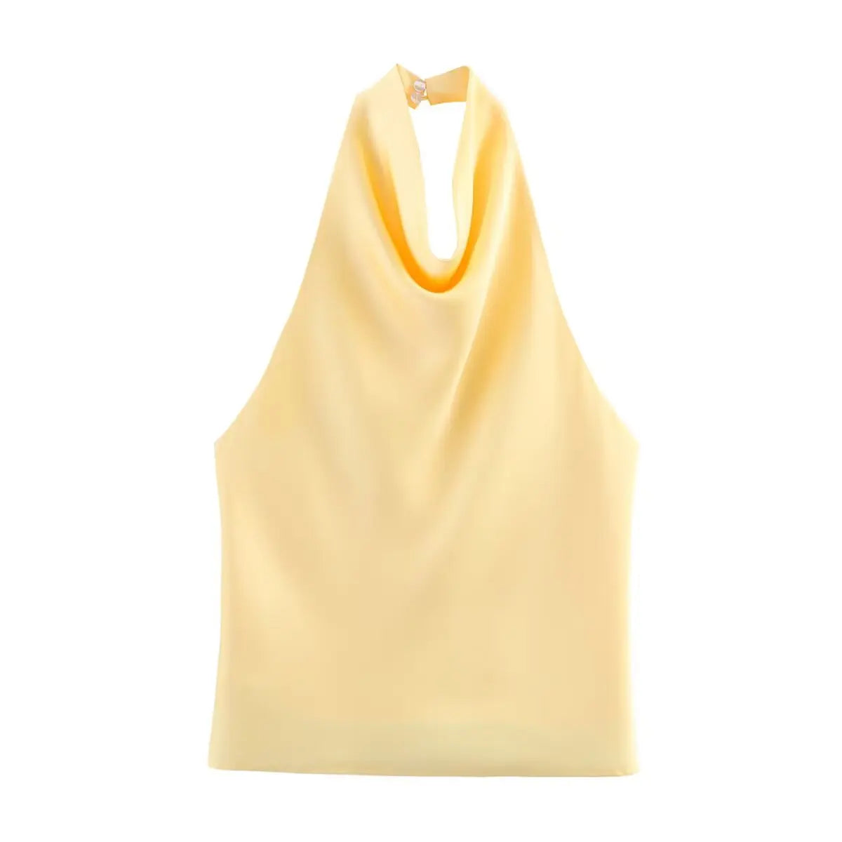 HH Spring Elegant Women Satin Halter Tops 2026 Summer Backless Off Shoulder Corset Vest Female Fashion Slim Crop Tank Top