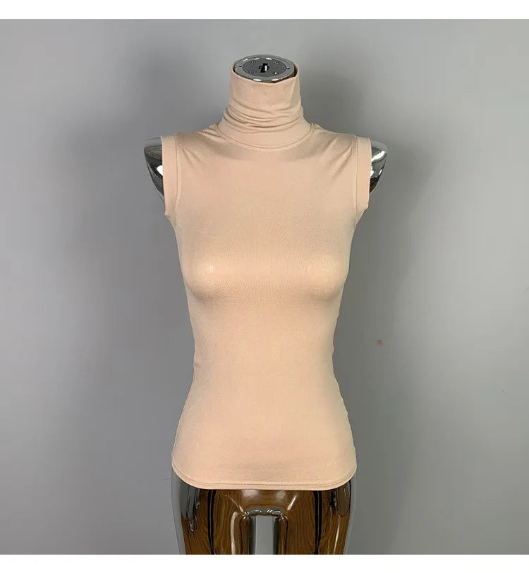 Women's Sexy Solid Halter Crop Top Sleeveless Turtleneck Camisole Summer Casual Fashion Tube Vest
