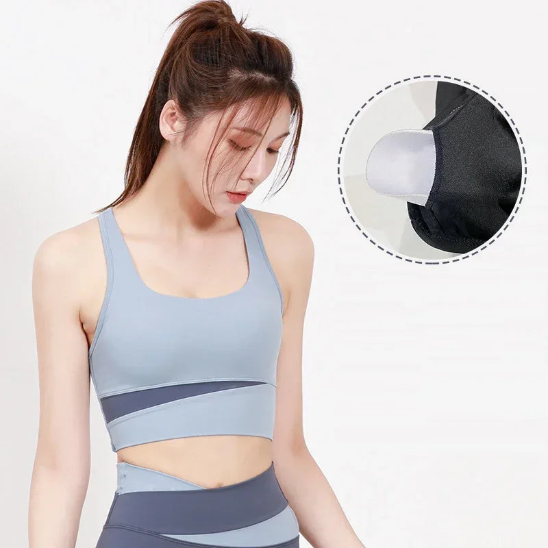 Women Yoga Sets Gym Fitness Suits Shockproof Sports Bra Crop Top High Waist Pants 2 Pcs Tracksuit Lady Butt-lifted Sportswear