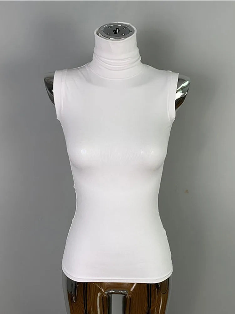 Women's Sexy Solid Halter Crop Top Sleeveless Turtleneck Camisole Summer Casual Fashion Tube Vest
