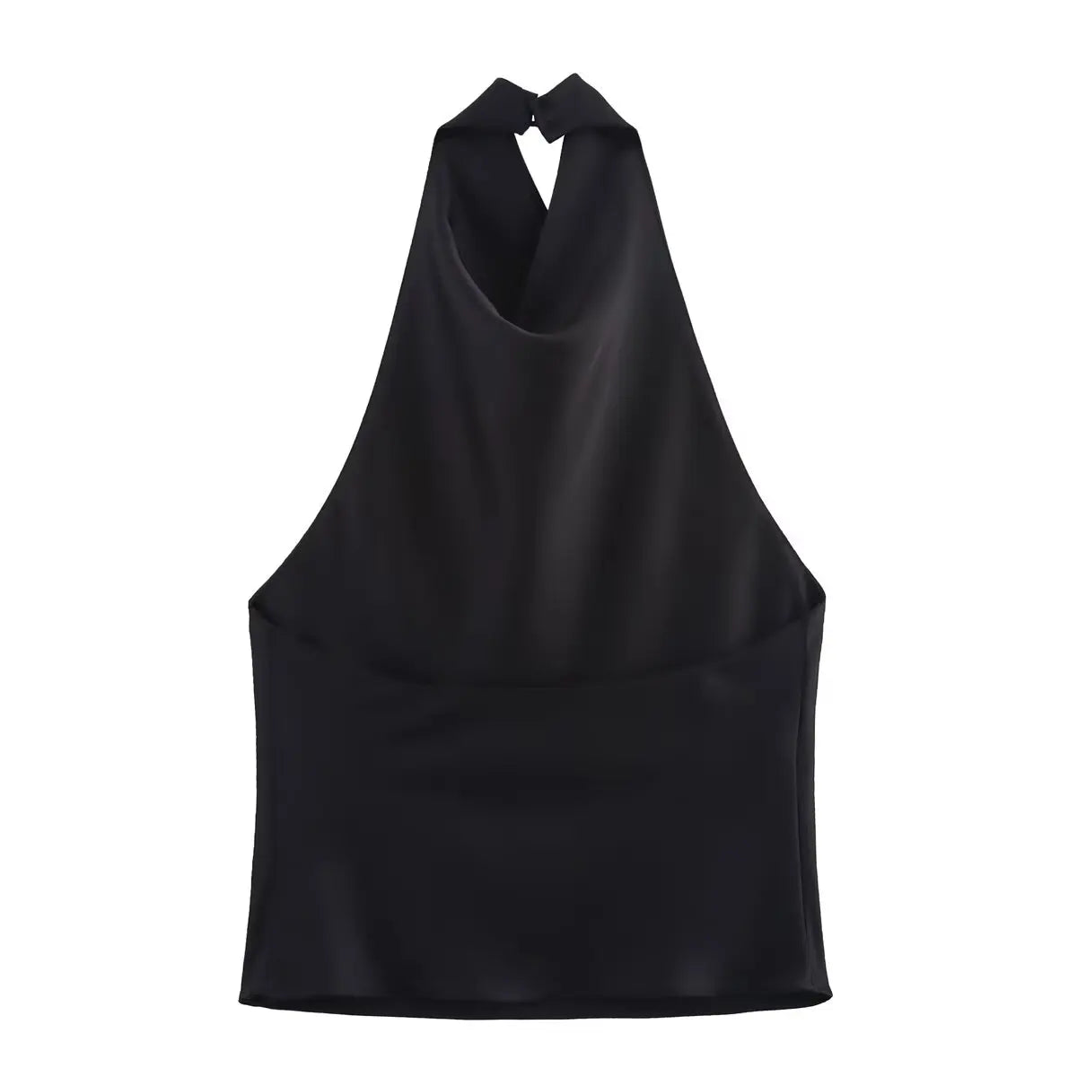 HH Spring Elegant Women Satin Halter Tops 2026 Summer Backless Off Shoulder Corset Vest Female Fashion Slim Crop Tank Top