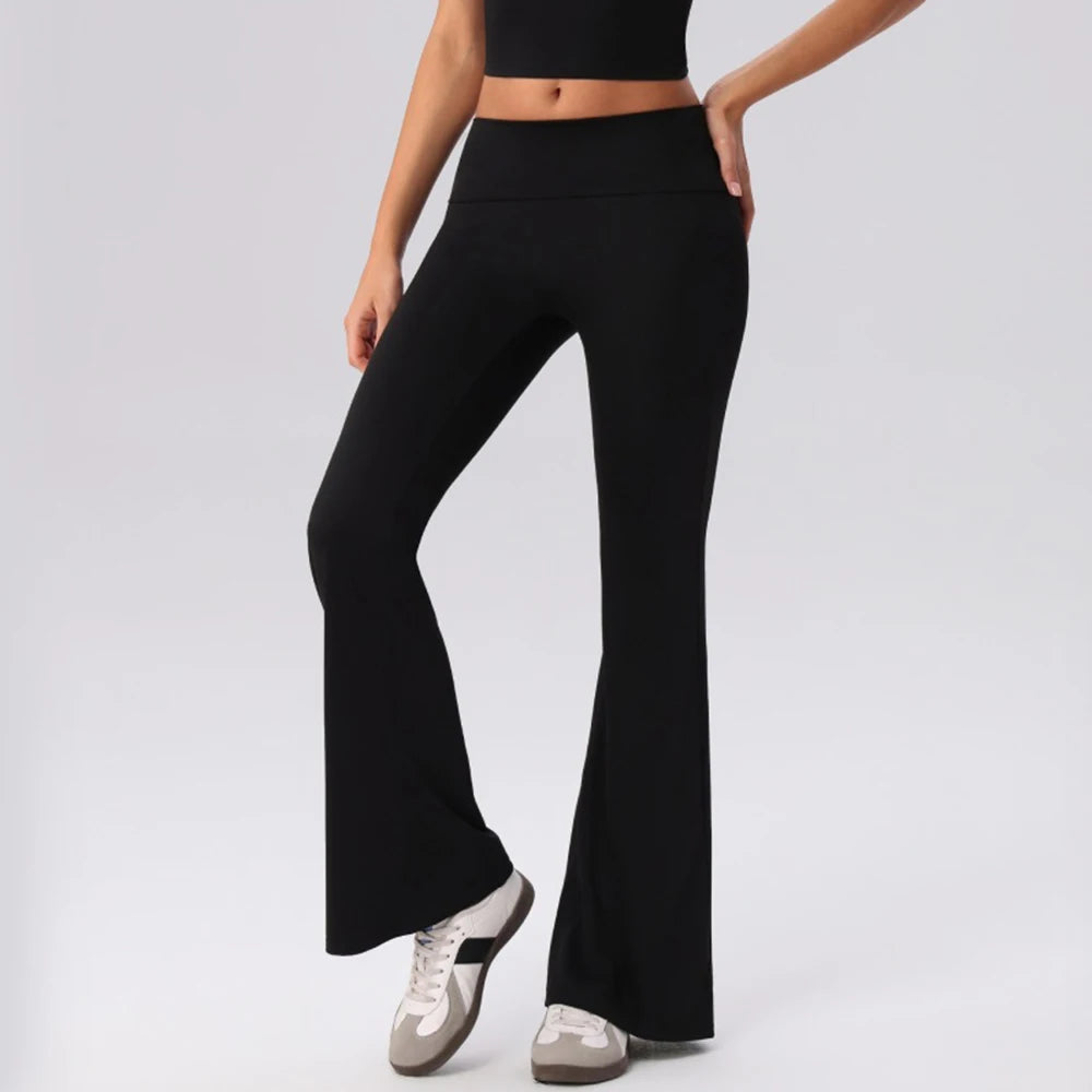 Women Sports Flared Pants Workout Bell Bottom Trousers Gym Fitness Leggings Female High Waist Yoga Flared Trousers Gym Clothes