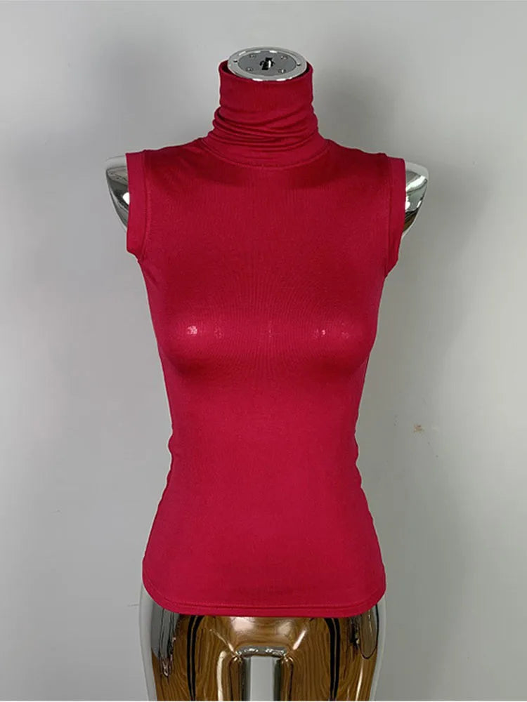 Women's Sexy Solid Halter Crop Top Sleeveless Turtleneck Camisole Summer Casual Fashion Tube Vest