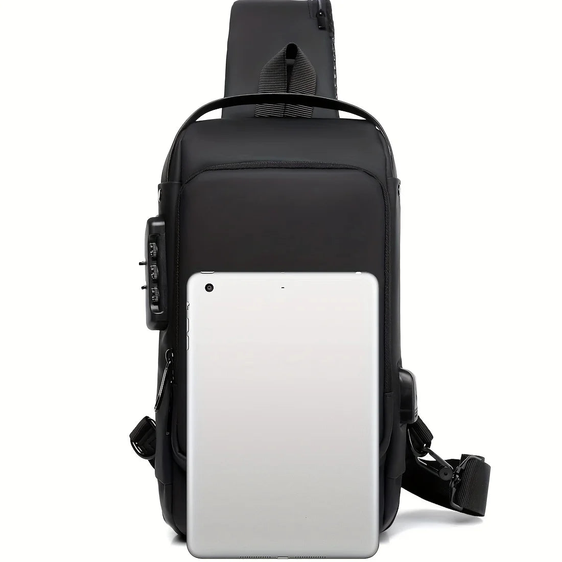 Men's Anti-Theft Password Lock Chest Bag Durable Fabric Adjustable Shoulder Strap Fashion Motorcycle Leisure Sport Crossbody Bag