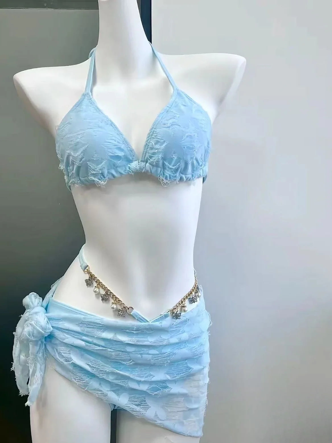 Trendy 2026 Print High Waist Fairy Sexy Sweet 4-Piece Bikini Set - Women's Split Swimwear Beach Vacation Summer Party & Holiday