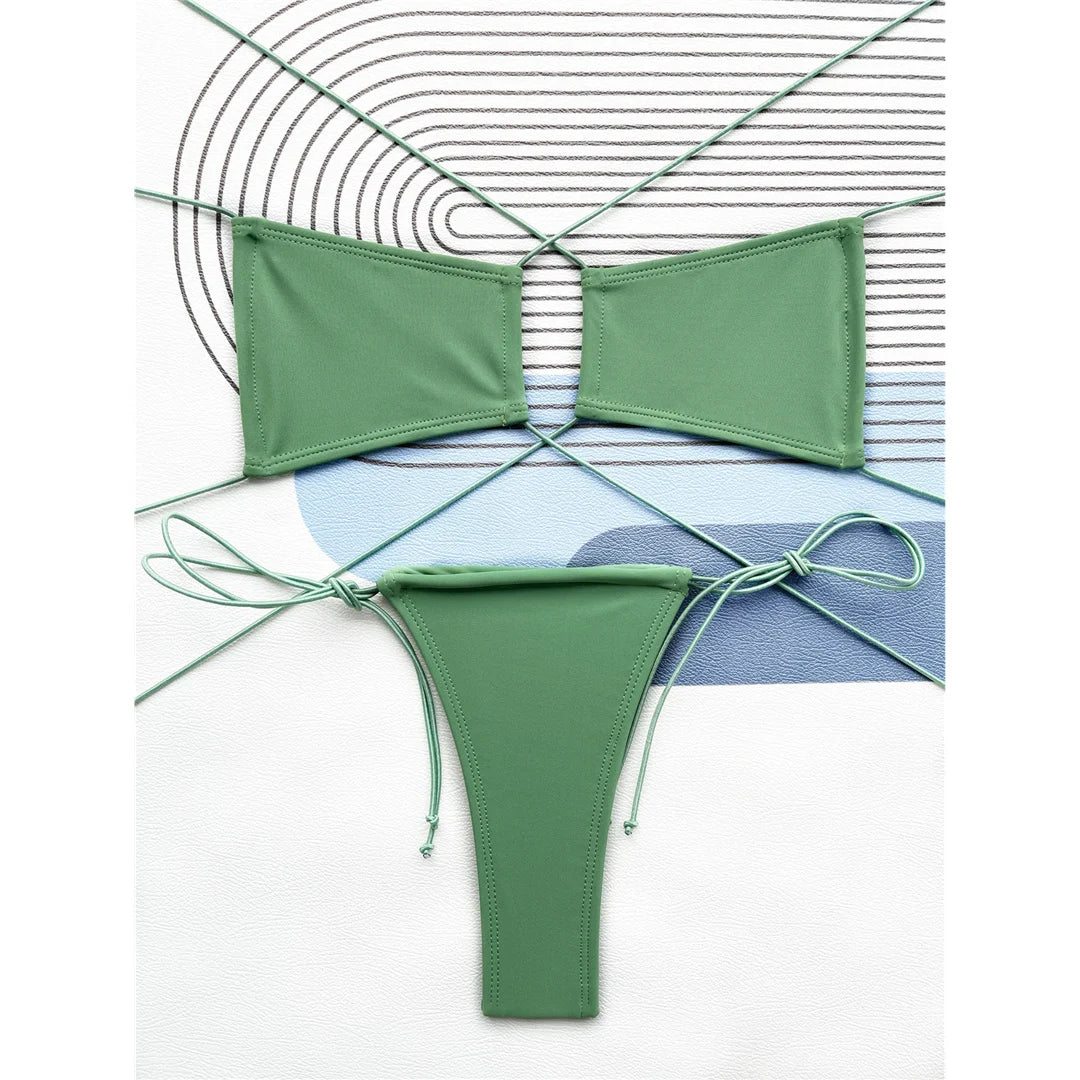 Sexy Halter Extreme Mini Micro Thong Bikini Women Swimwear Female Swimsuit Two-Pieces Bikini Set Bather Bathing Suit Swim K4595