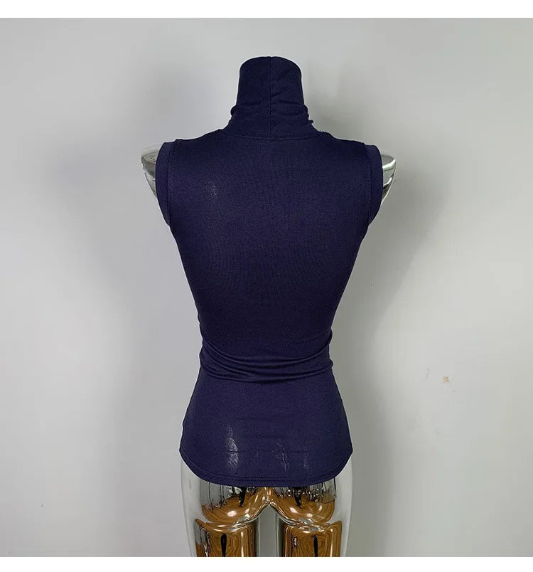 Women's Sexy Solid Halter Crop Top Sleeveless Turtleneck Camisole Summer Casual Fashion Tube Vest
