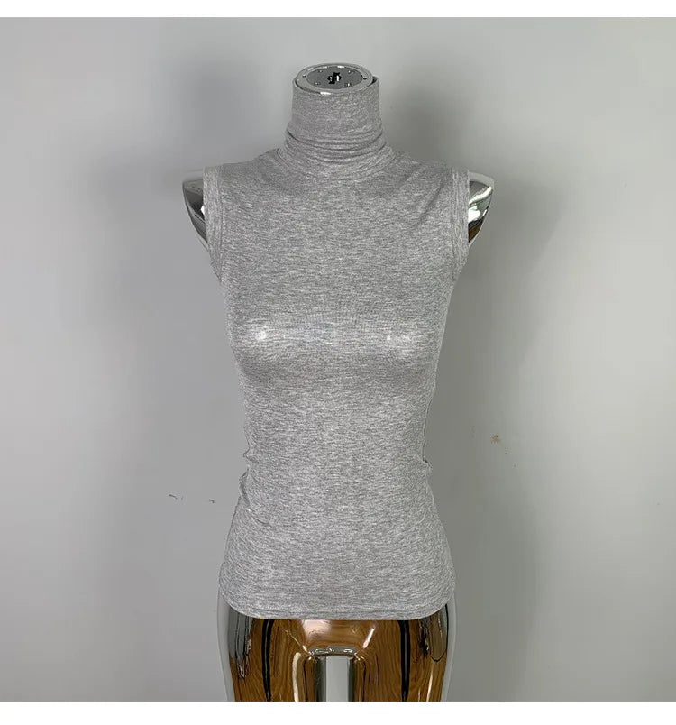 Women's Sexy Solid Halter Crop Top Sleeveless Turtleneck Camisole Summer Casual Fashion Tube Vest