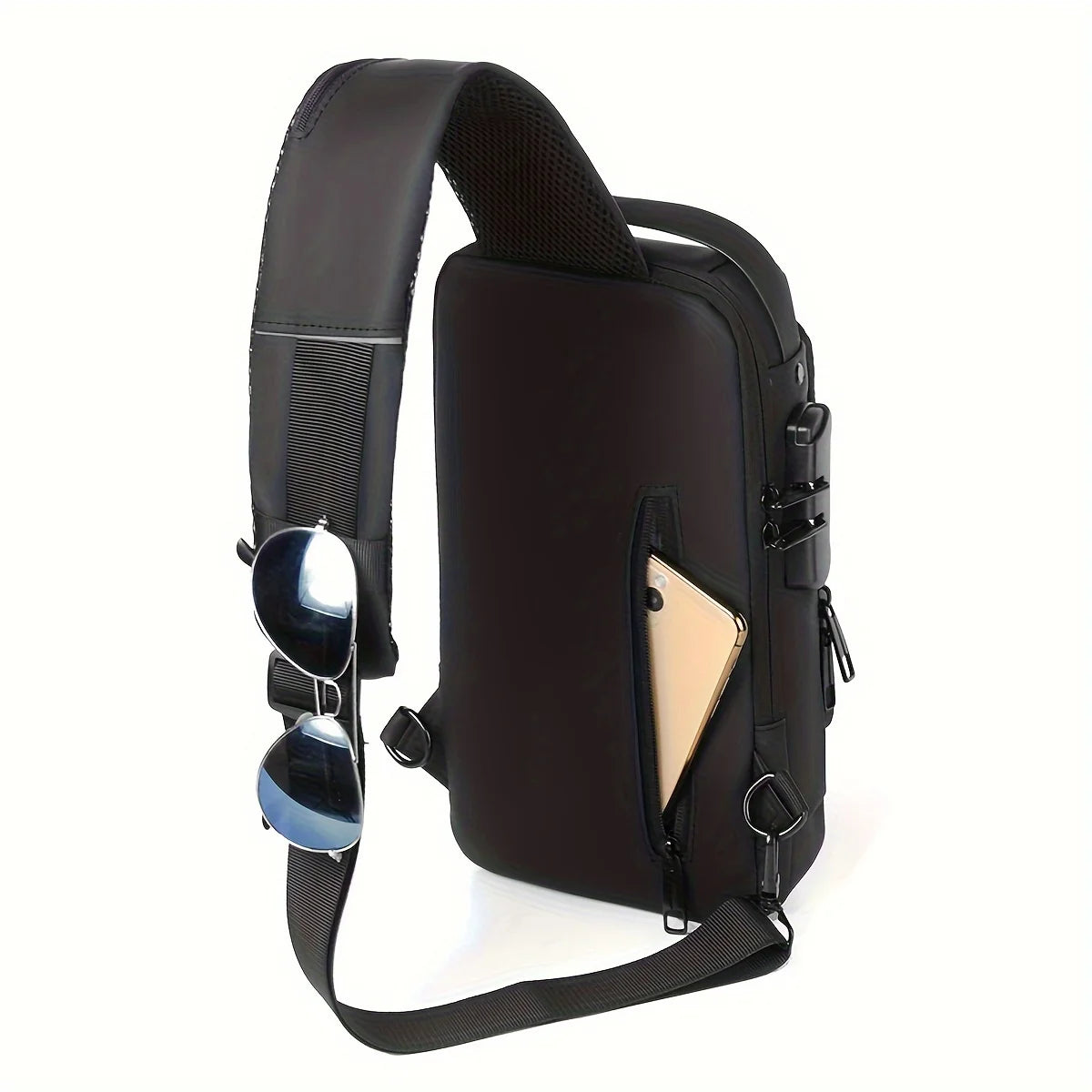 Men's Anti-Theft Password Lock Chest Bag Durable Fabric Adjustable Shoulder Strap Fashion Motorcycle Leisure Sport Crossbody Bag